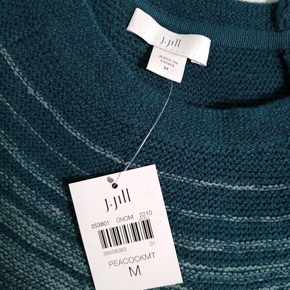J.Jill Sweater/Tunic Women's  Ombre Teal to Gray Long Cotton Blend M Cozy Coast - Picture 6 of 9